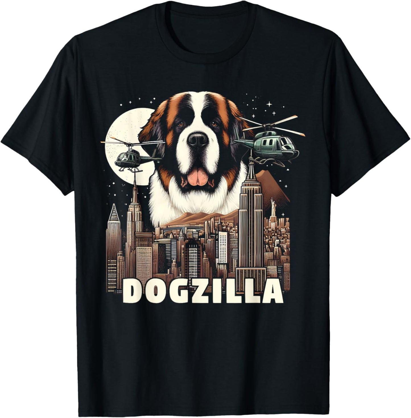 Funny New York City Dogzilla St. Bernard Dog T-Shirt