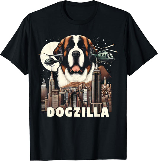 Funny New York City Dogzilla St. Bernard Dog T-Shirt