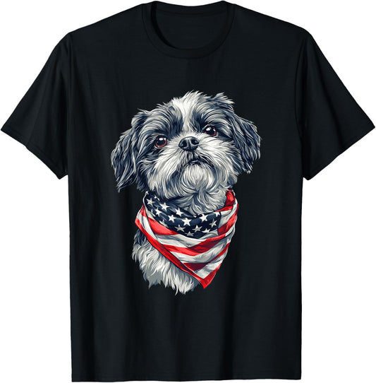 Shih Tzu American Flag T-Shirt