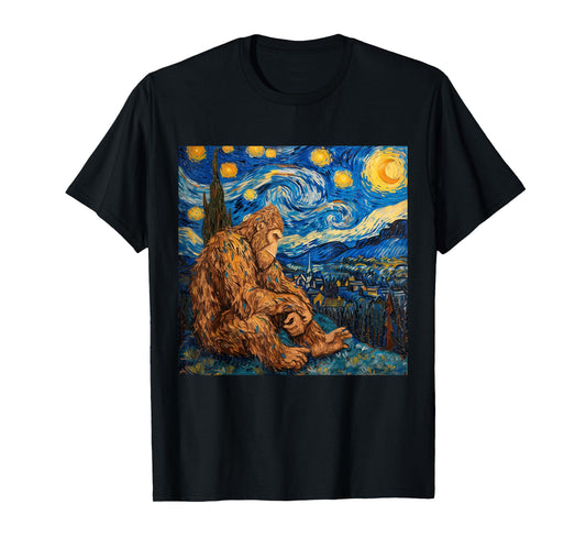 Sasquatch Starry Night Van Gogh T-Shirt