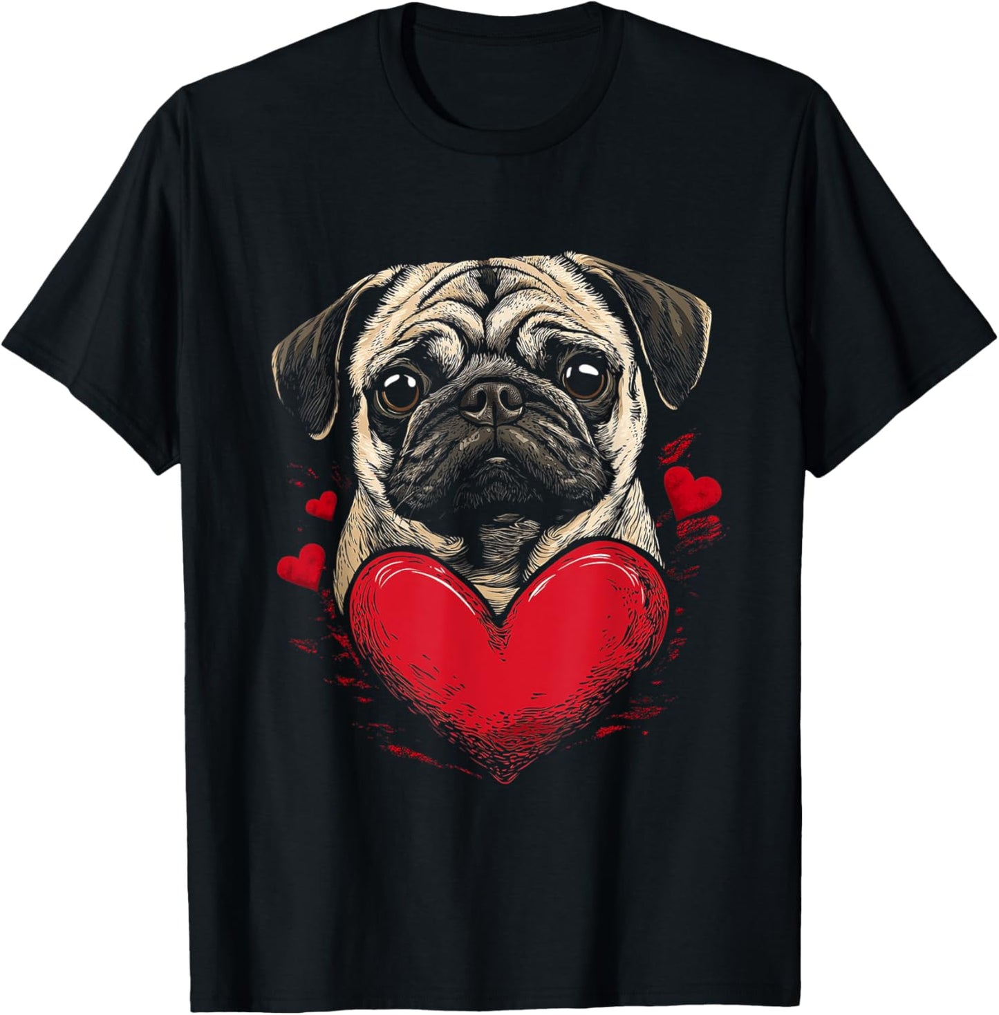 Valentine's Day Pug Dog Valentine Vector T-Shirt