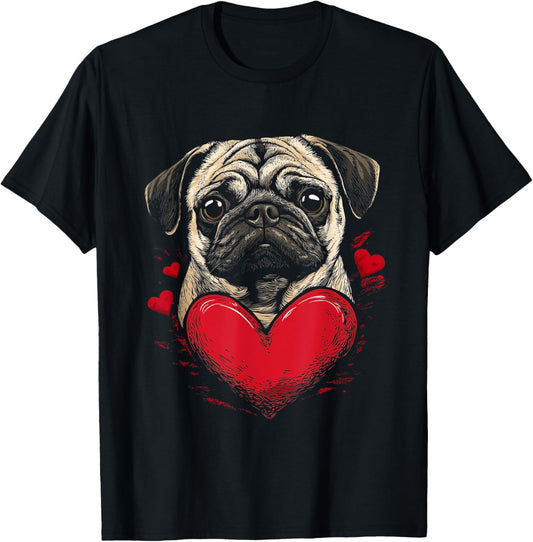 Valentine's Day Pug Dog Valentine Vector T-Shirt