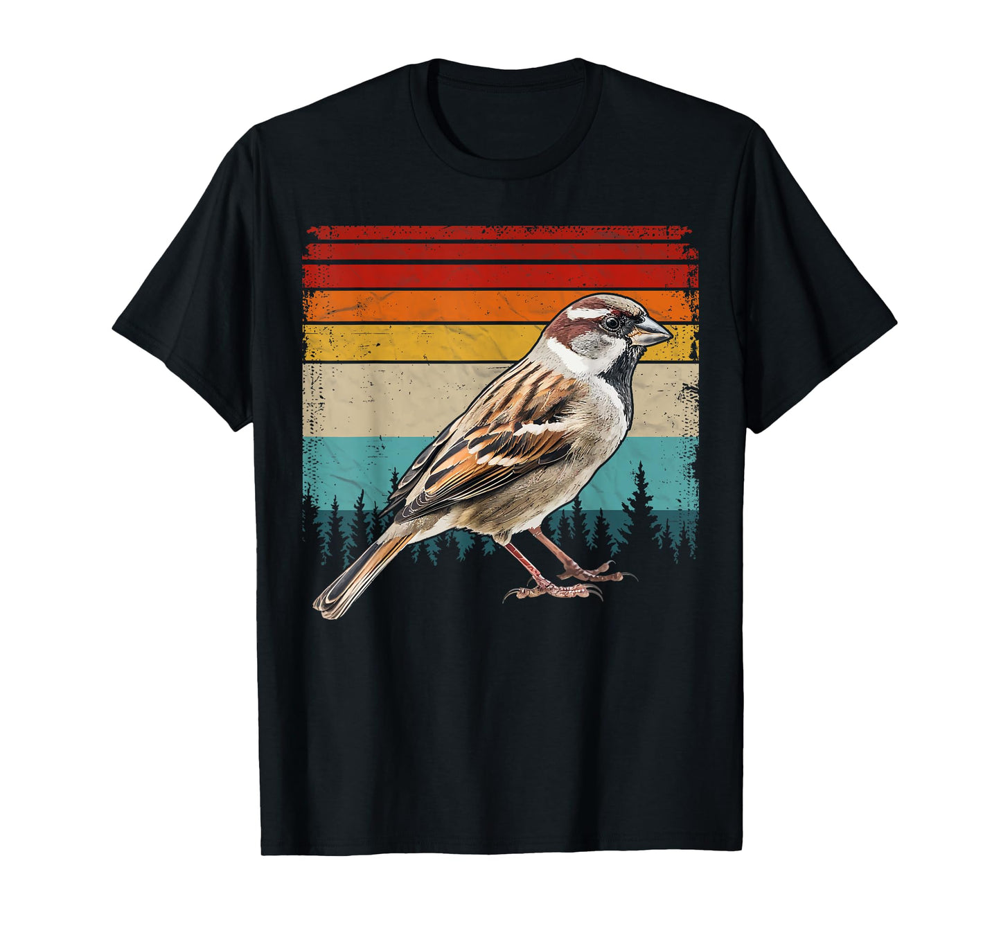 Sparrow Vintage Distressed Retro Style Cool Sparrow Bird T-Shirt