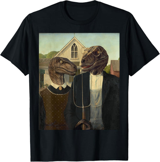 Funny Dinosaur, American Gothic, Dinosaur Art, Dinosaur T-Shirt