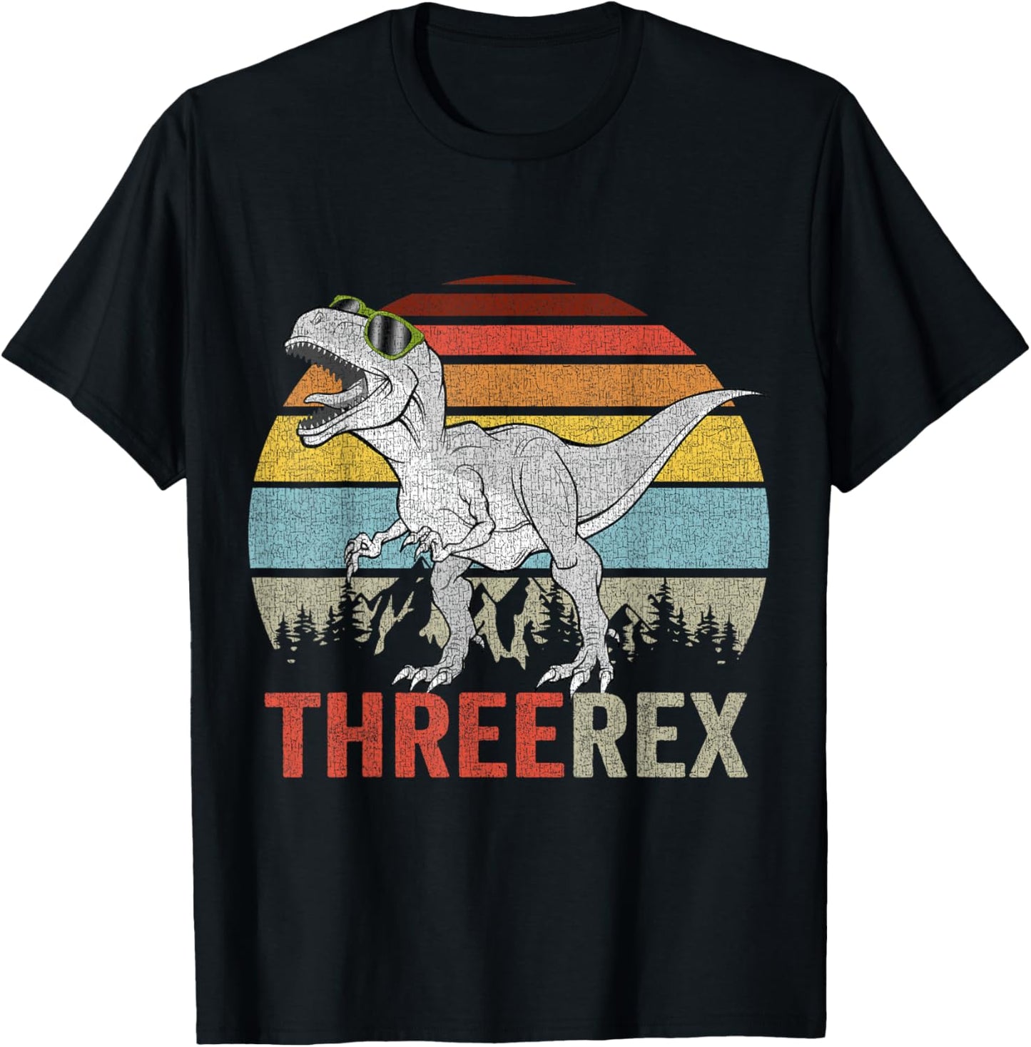 Three Rex Birthday 3 Year Old Dinosaur 3rd T Rex Boys Girls T-Shirt