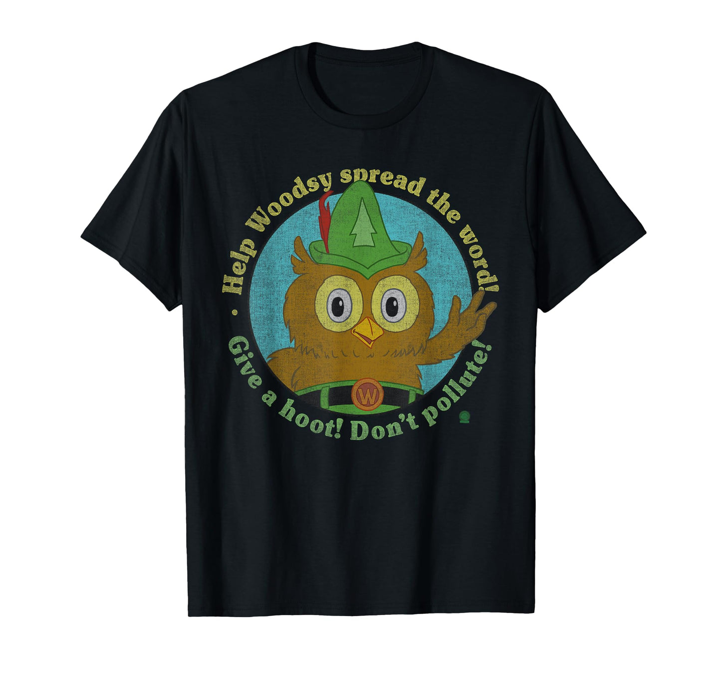 Woodsy Owl Give a Hoot Distressed and Faded T-Shirt