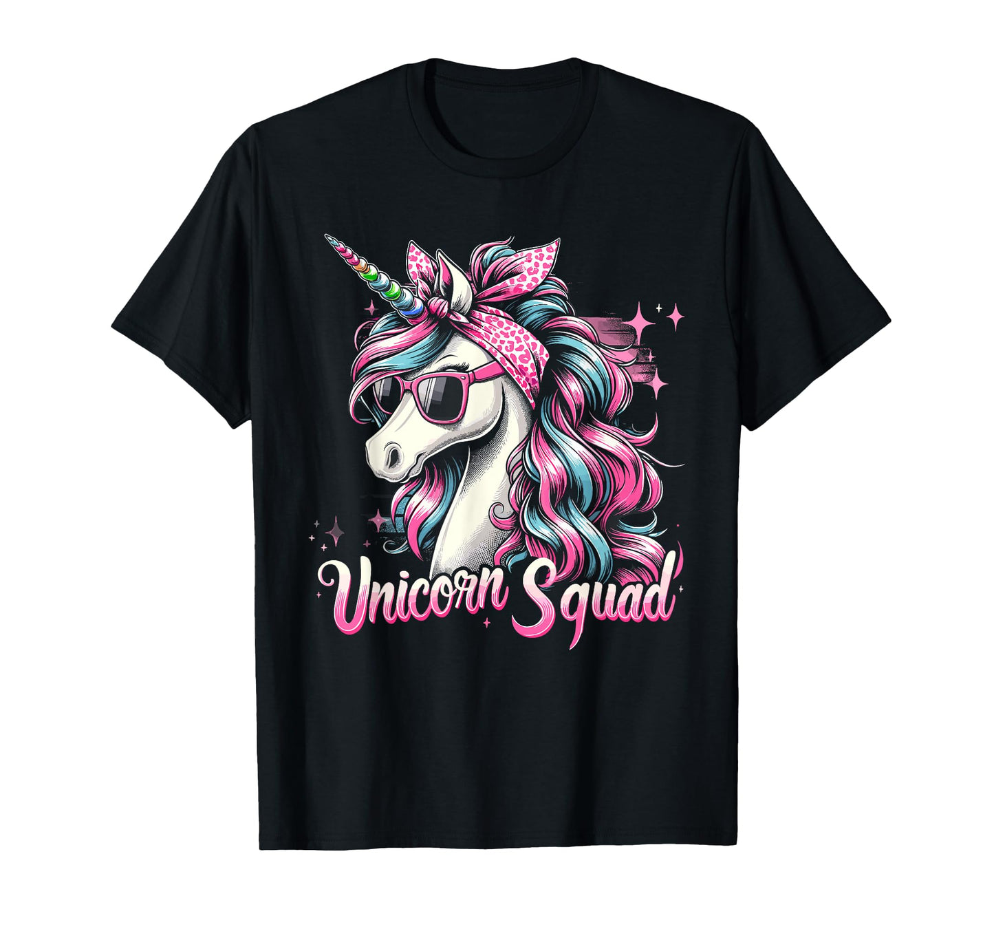 Unicorn Squad - Graceful Unicorn with leopard Bandana T-Shirt
