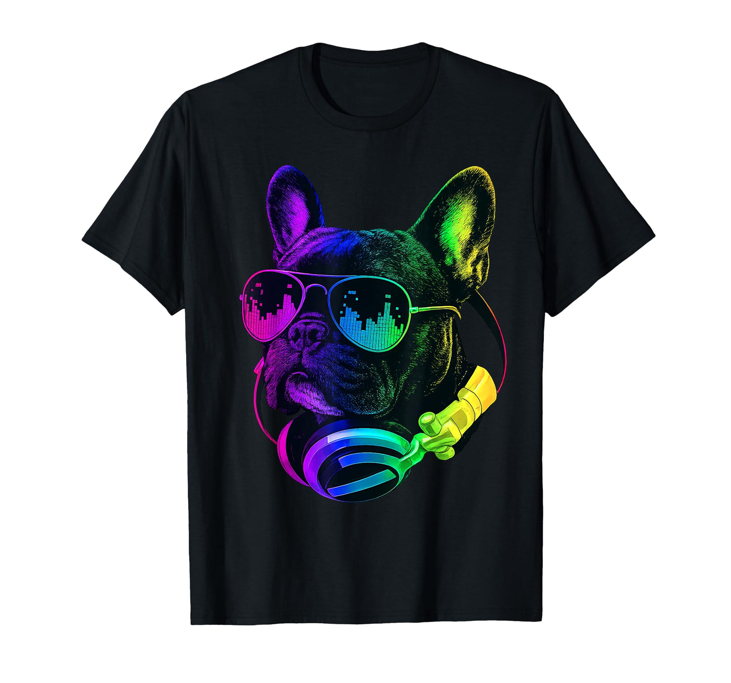 French Bulldog DJ Headphones Retro Music Dog Lover T-Shirt