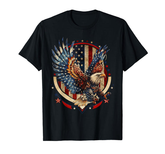 American Bald Eagle USA Flag Patriotic Eagle 4th of July Women Kids Men T-Shirt