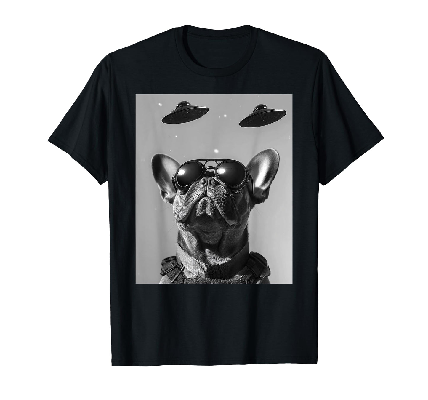 Funny graphic French Bulldog Frenchie UFO Alien Funny weird T-Shirt