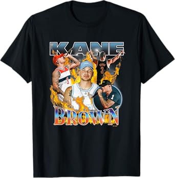 Kane Brown Collage On Fire 90's Retro Big Chest Poster T-Shirt