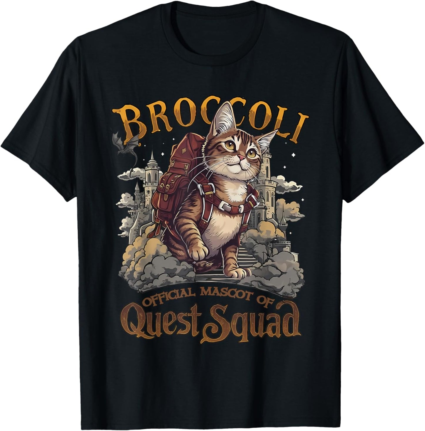 Quest Fantasy Squad Broccoli Funny Cat T-Shirt
