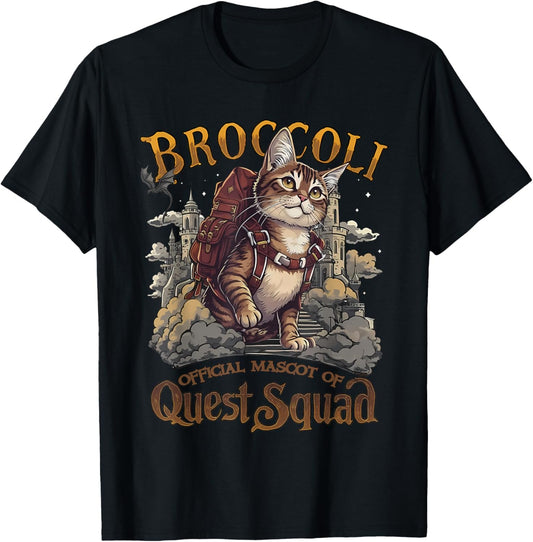 Quest Fantasy Squad Broccoli Funny Cat T-Shirt
