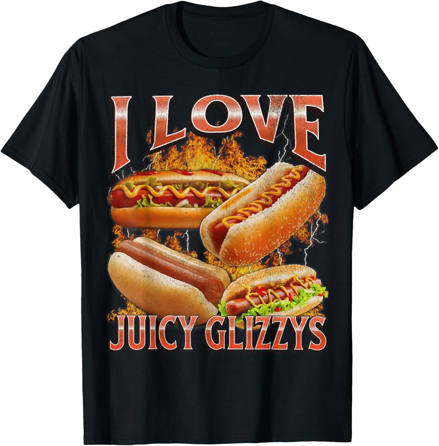 I Love Glizzys Funny Wiener Hot Dogs Meme Bootleg Graphic T-Shirt