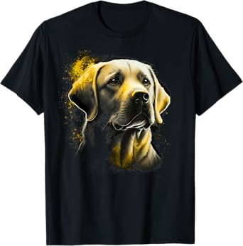 Cute white Labrador Dog on yellow Labrador Retriever Lover T-Shirt for Men Women Kids