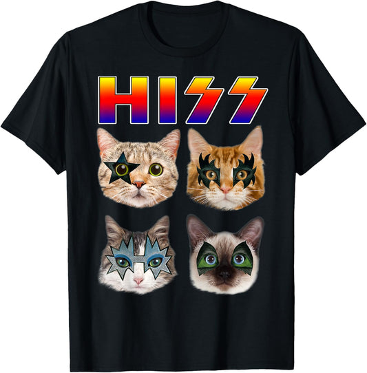 Funny Cat Hiss Rock and Roll T-Shirt for Cat Lovers