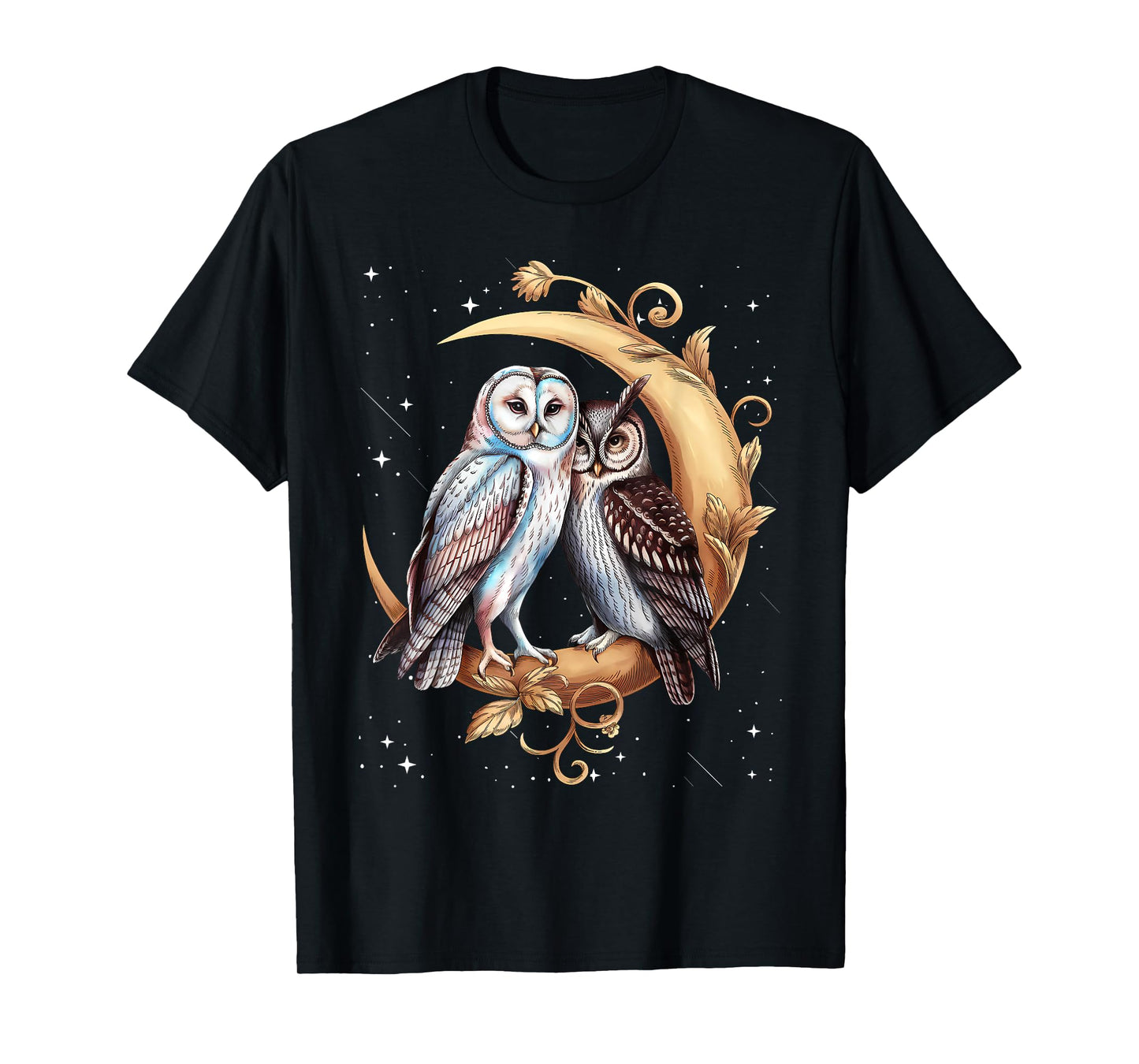 Moon Owl Birds Owl Graphic for Men Women Boys Girls T-Shirt