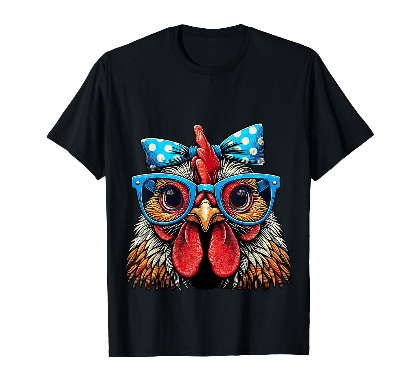 Chicken with Glasses and Bow Farm Girl T-Shirt