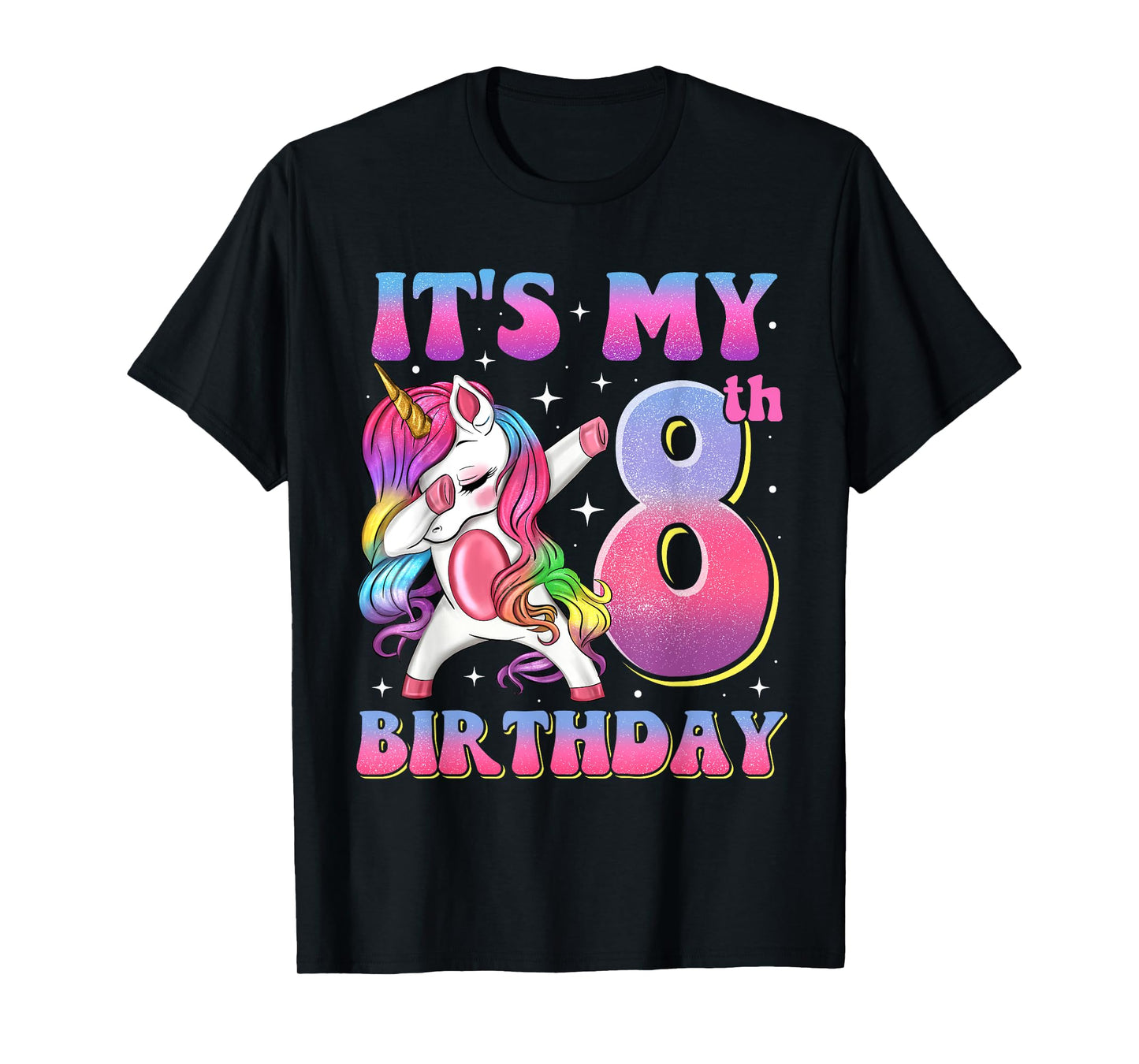 It's My 8th Birthday Dabbing Unicorn 8 Year Old Girls Kids T-Shirt