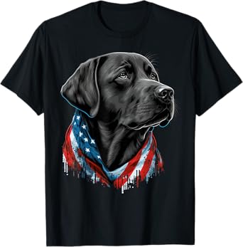 USA 4th Of July black Patriotic American Labrador Retriever Women Kids Men T-Shirt
