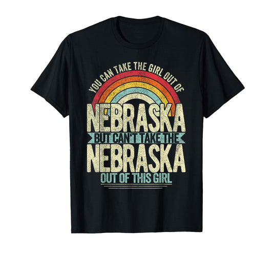 Retro Girl Out Of Nebraska Hometown Home Nebraska T-Shirt