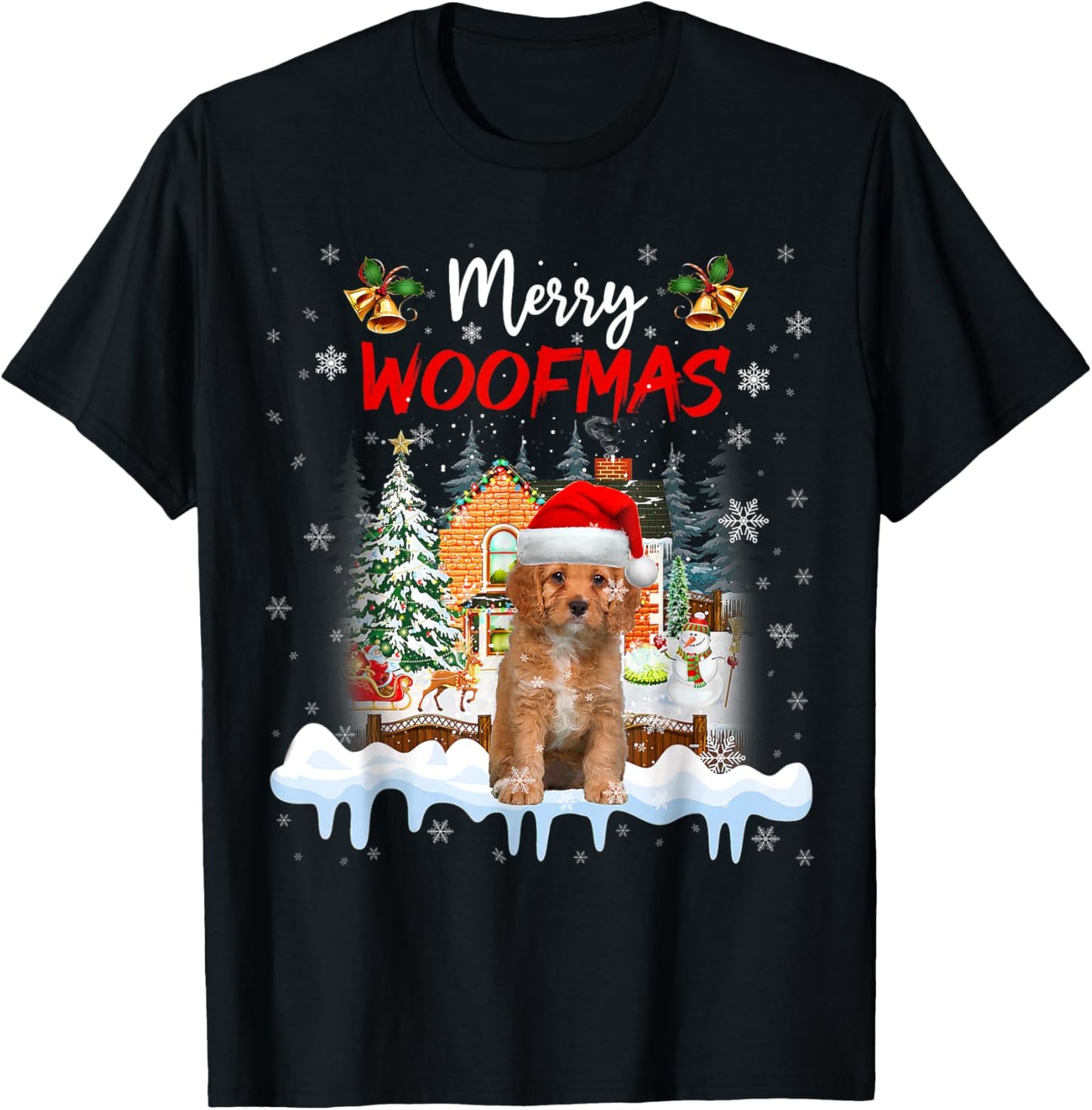 Merry Woofmas Cavapoo Christmas Tree Dog Lover Xmas T-Shirt