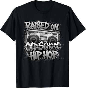 RAISED ON OLD SCHOOL HIP HOP Tshirt Cassette Graffiti Rap T-Shirt