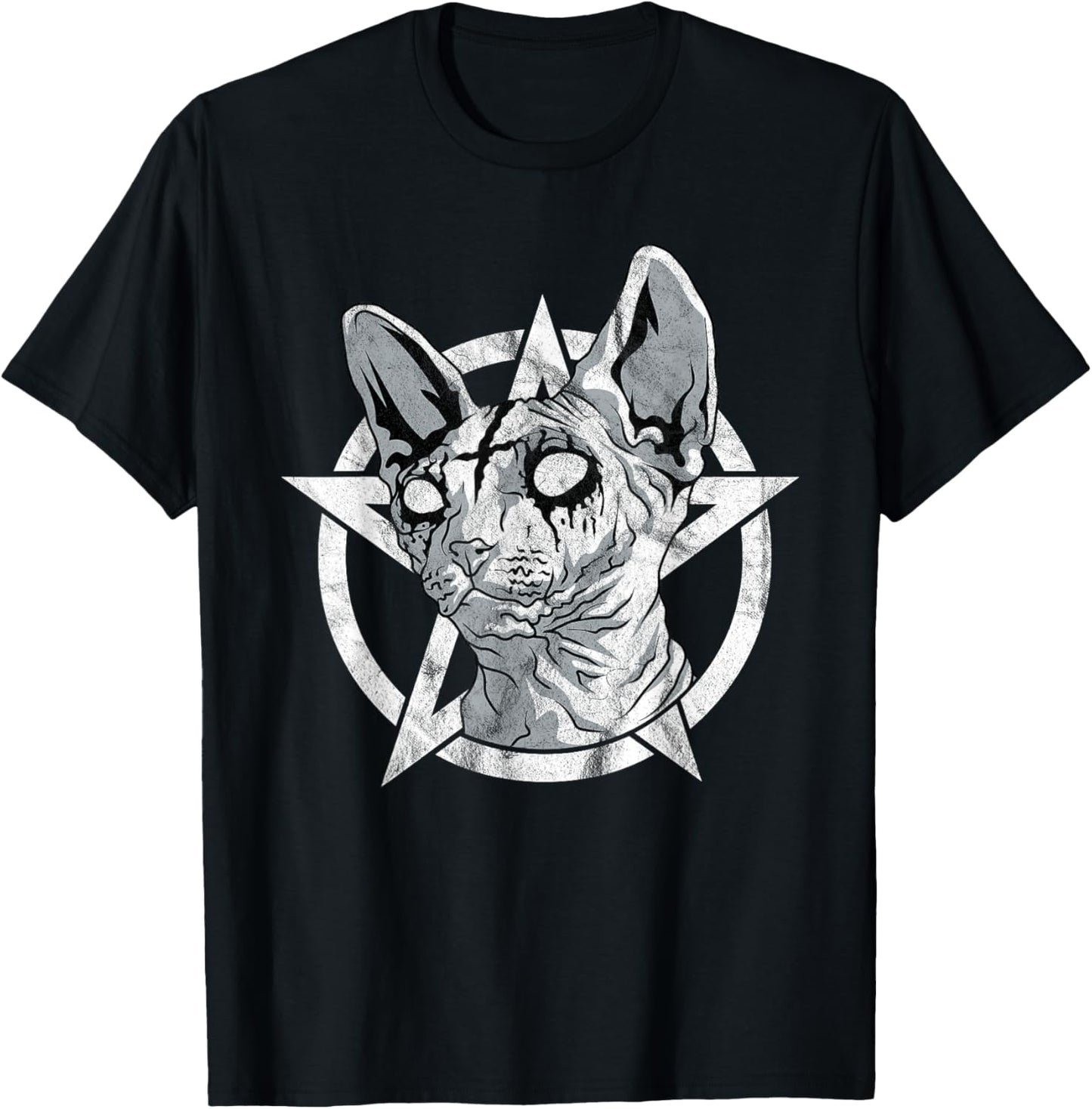 Black Metal Sphynx Cat Goth and Death Metal Sphinx Occult T-Shirt