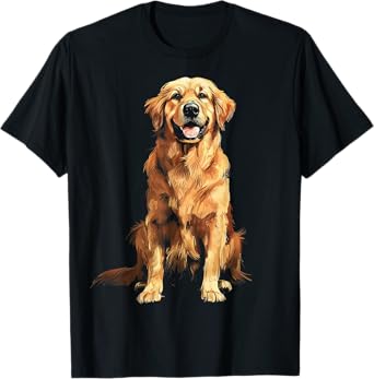 Golden Retriever Dog Motif Pet Art Golden Retriever T-Shirt for Men Women Kids