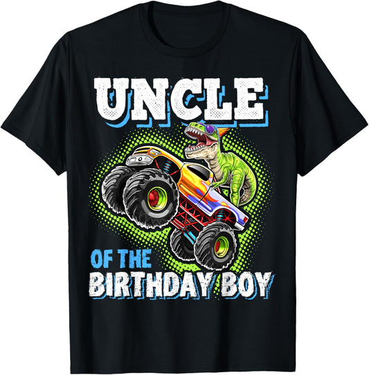 Uncle of the Birthday Boy Dinosaur Monster Truck Birthday T-Shirt
