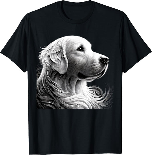 Majestic White English Cream Golden Retriever Sketch Devine T-Shirt