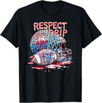 Respect The Drip Football Ice Cream Drip with Sprinkles T-Shirt