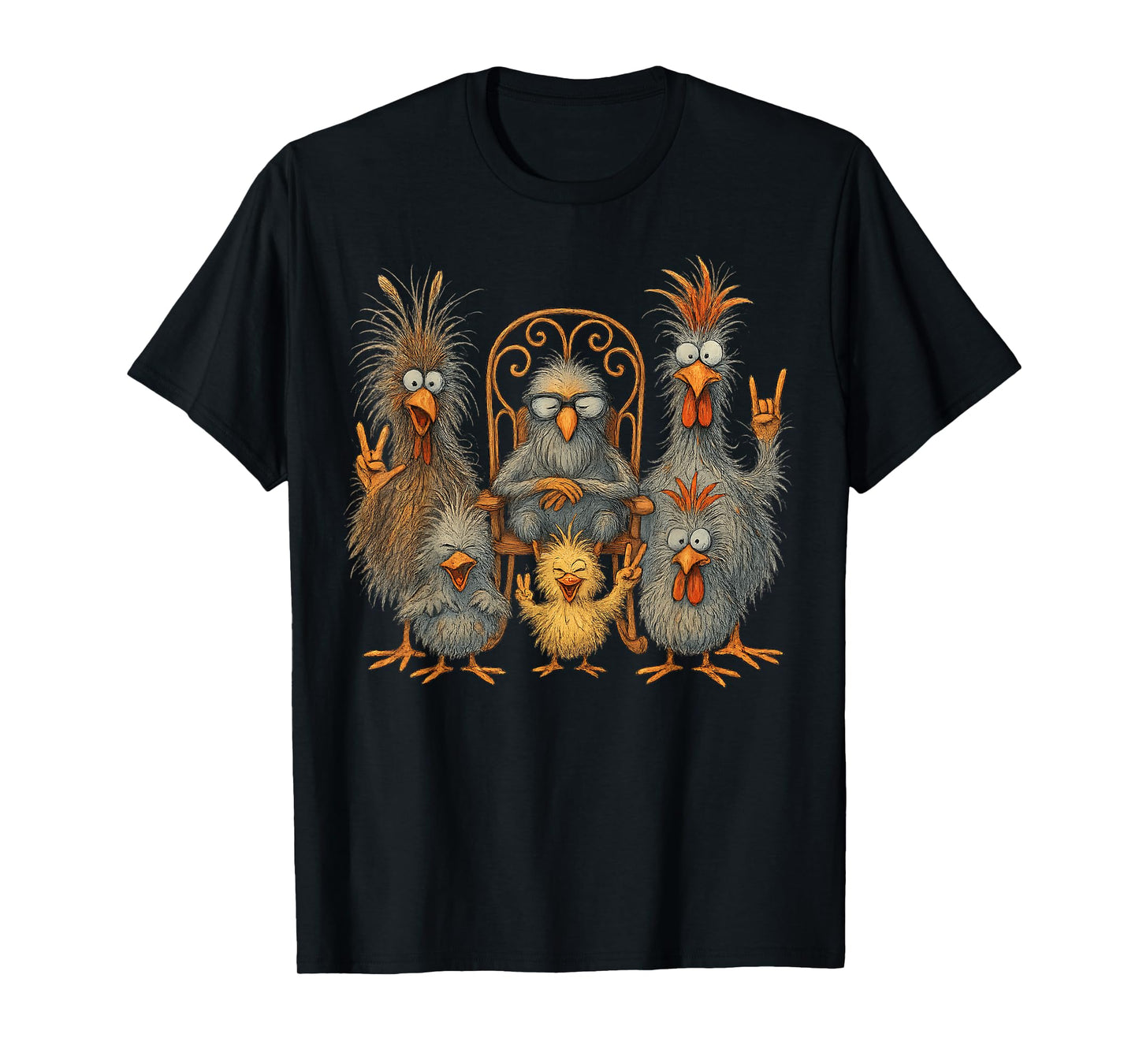 Funny Chicken Art Colorful Eagerlys Crazy Chicken Family T-Shirt
