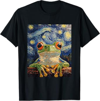 Funny Frog Graphic - Van Gogh Style - Starry Night T-Shirt