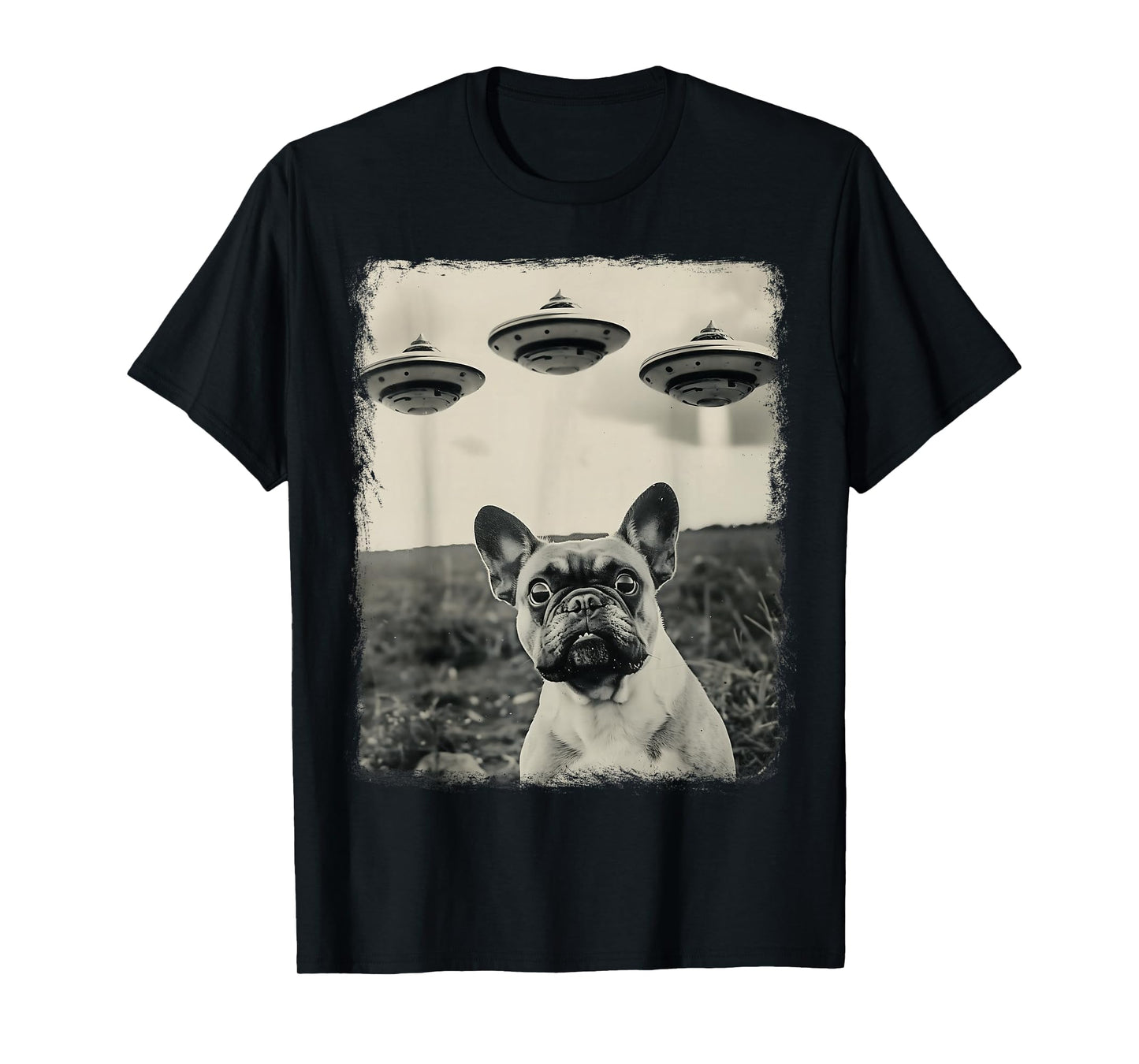 French Bulldog Dog UFO Alien Extraterrestrial Selfie T-Shirt