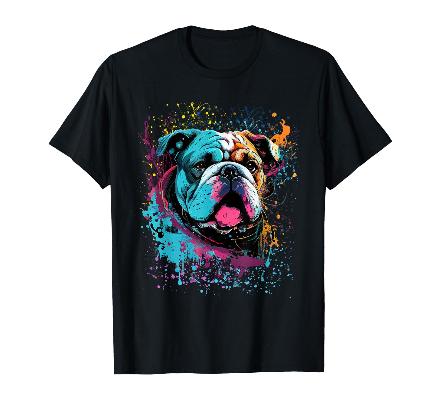 Colorful Splash Art English Bulldog Portrait Puppy Owner T-Shirt