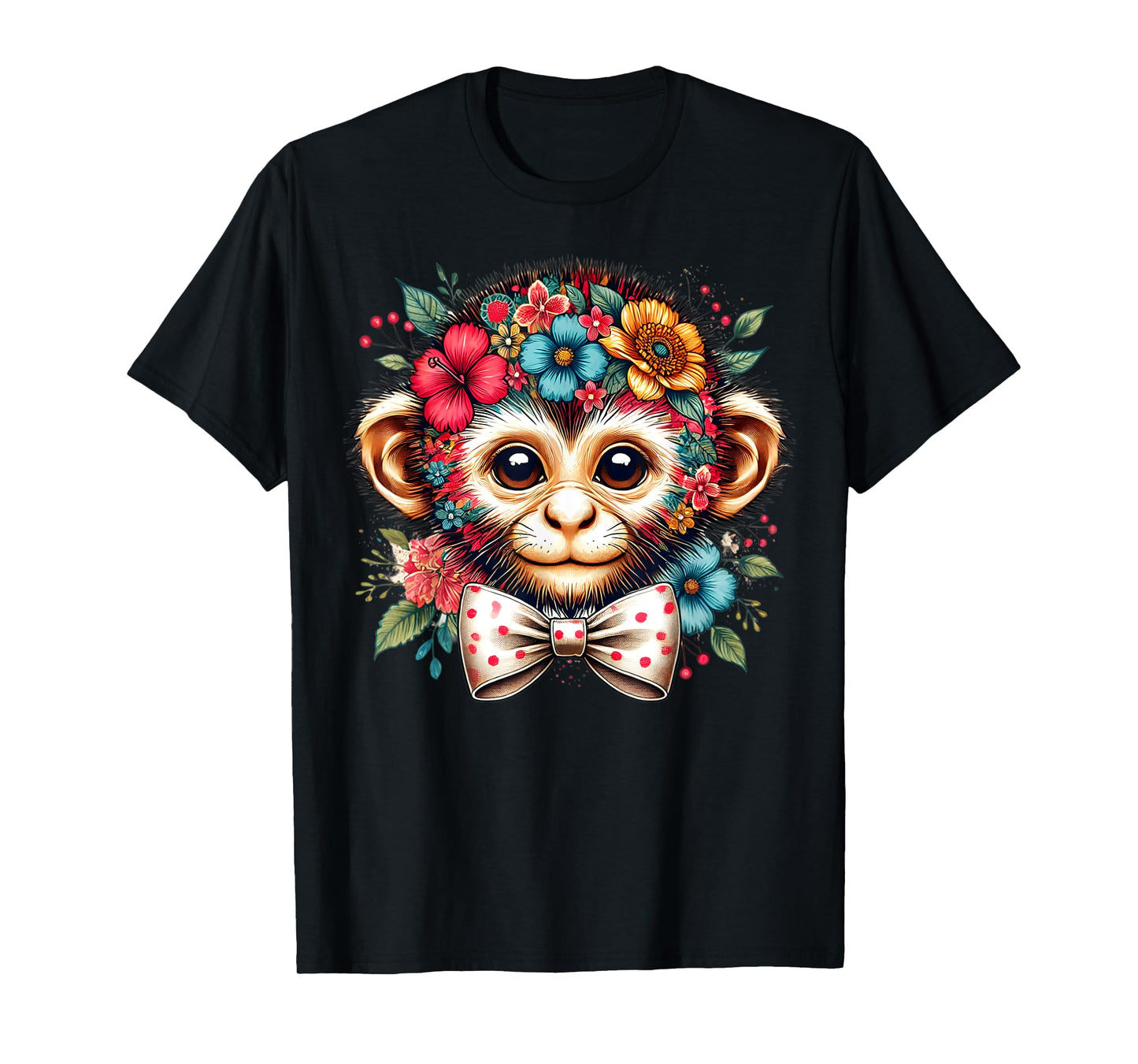 Monkey Graphic Tee Flower Girls Kids Women Cute Monkey Lover T-Shirt