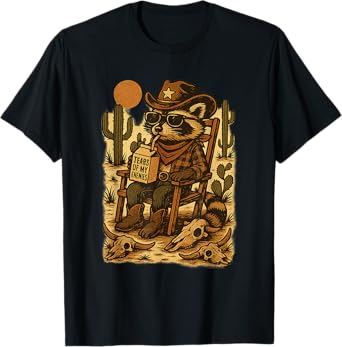 Country Cowboy Raccoon Rodeo Cowgirl Funny Western Texas T-Shirt