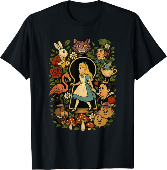 Alice in Wonderland Characters Lewis Carroll Illustration T-Shirt