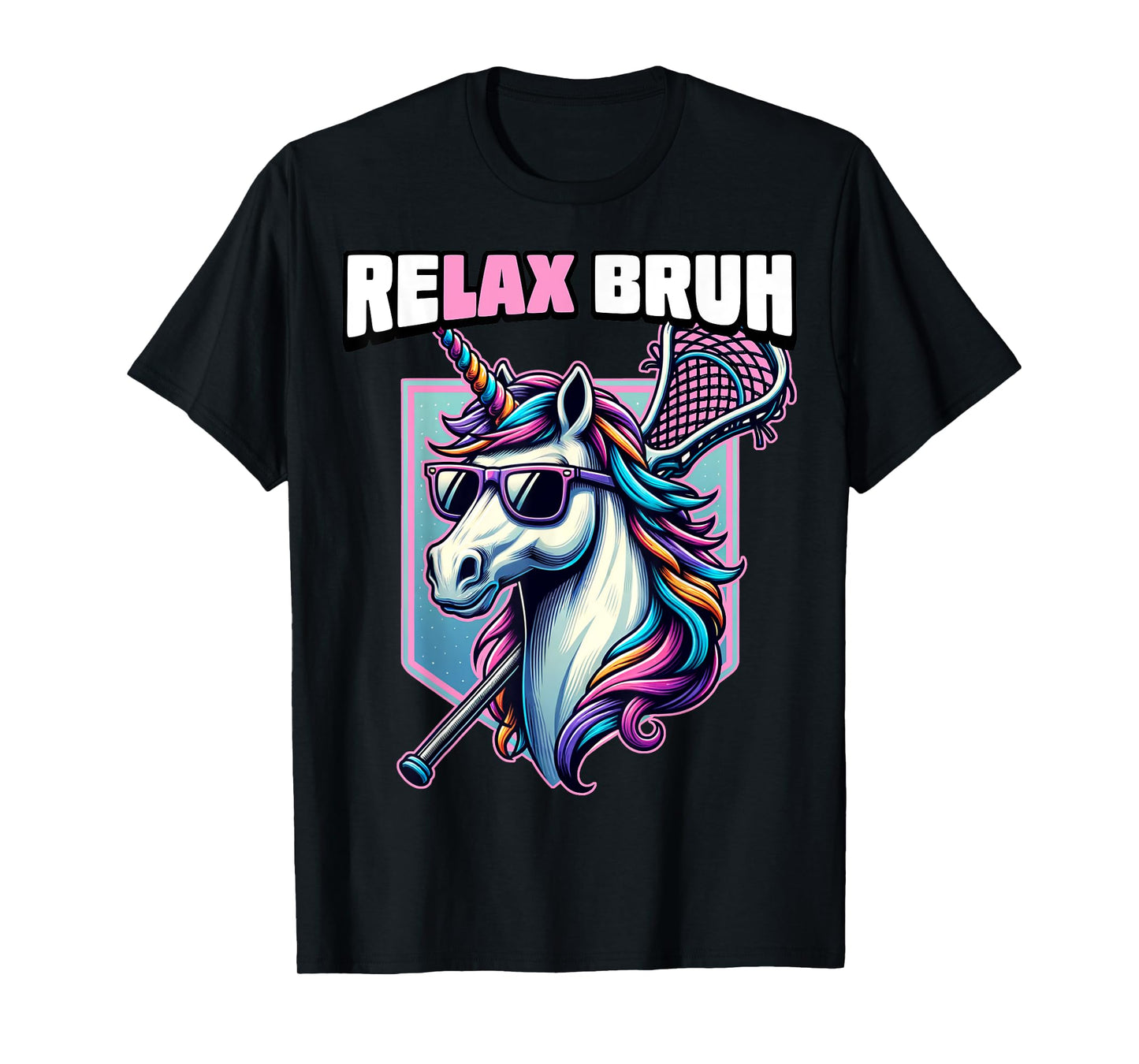 Relax Bro Bruh Funny Unicorn Lax Lacrosse Men Boys Girls T-Shirt