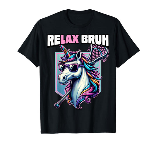 Relax Bro Bruh Funny Unicorn Lax Lacrosse Men Boys Girls T-Shirt