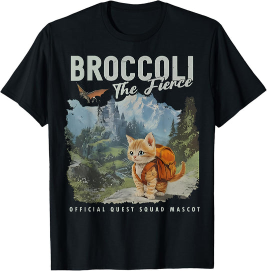 Quest Squad Broccoli Cat Funny Broccoli The Fierce T-Shirt