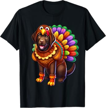 Chocolate Lab Turkey Funny Thanksgiving Animal Dog Canine T-Shirt for Men Women Girls Kids