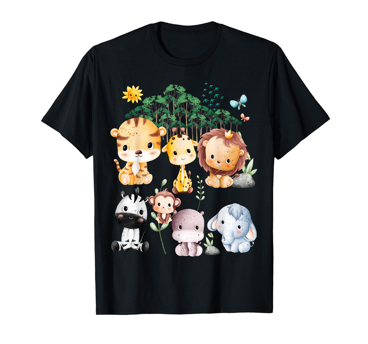 Jungle Animal Wildlife Safari Theme Forest Cute Baby Animals T-Shirt
