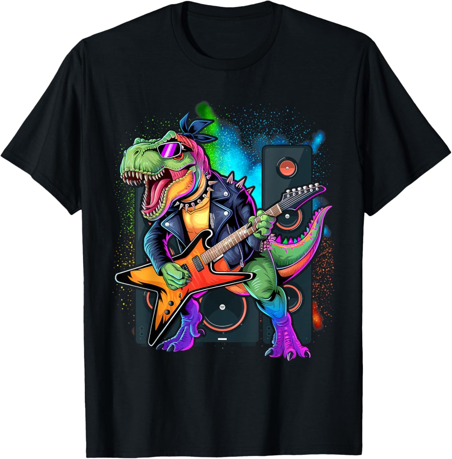 Funny Dinosaur, Rock'n Roll Goth Dino, Guitar Band T-Shirt