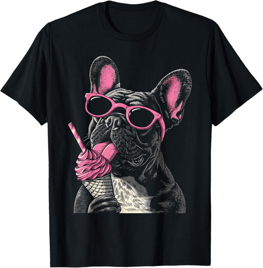 French Bulldog Dog Lover Ice Cream Pup Funny Gift T-Shirt