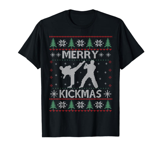 Merry Kickmas Taekwondo Christmas Ugly Sweater Xmas Funny T-Shirt