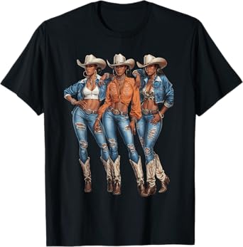 Black Cowgirl Western Rodeo Country Melanin Black History T-Shirt