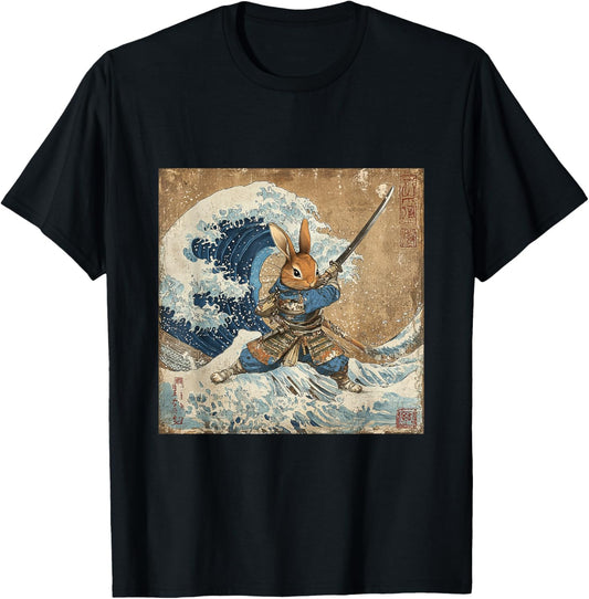 Bunny Rabbit Samurai Warrior Vintage Japanese Art Anime T-Shirt