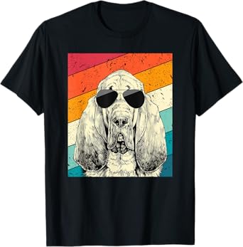 Retro Vintage Bloodhound with Sunglasses Dog Lovers Men Women Girls Kids T-Shirt